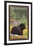 Black Bear in Forest, Fairbanks, Alaska-Lantern Press-Framed Art Print