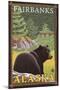 Black Bear in Forest, Fairbanks, Alaska-Lantern Press-Mounted Art Print