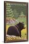 Black Bear in Forest, Glacier National Park, Montana-Lantern Press-Stretched Canvas