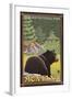 Black Bear in Forest, Glacier National Park, Montana-Lantern Press-Framed Art Print