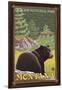 Black Bear in Forest, Glacier National Park, Montana-Lantern Press-Framed Art Print