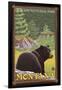 Black Bear in Forest, Glacier National Park, Montana-Lantern Press-Framed Art Print