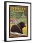 Black Bear in Forest - Grand Lake, Colorado-Lantern Press-Framed Art Print