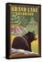 Black Bear in Forest - Grand Lake, Colorado-Lantern Press-Framed Stretched Canvas