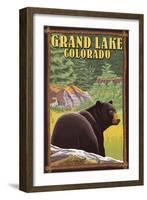 Black Bear in Forest - Grand Lake, Colorado-Lantern Press-Framed Art Print