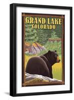 Black Bear in Forest - Grand Lake, Colorado-Lantern Press-Framed Art Print