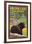 Black Bear in Forest - Grand Lake, Colorado-Lantern Press-Framed Art Print