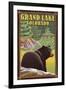 Black Bear in Forest - Grand Lake, Colorado-Lantern Press-Framed Art Print