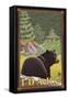 Black Bear in Forest, Idaho-Lantern Press-Framed Stretched Canvas