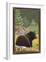 Black Bear in Forest, Idaho-Lantern Press-Framed Art Print