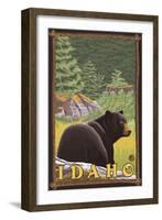 Black Bear in Forest, Idaho-Lantern Press-Framed Art Print