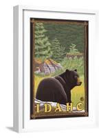 Black Bear in Forest, Idaho-Lantern Press-Framed Art Print