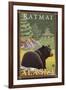 Black Bear in Forest, Katmai, Alaska-Lantern Press-Framed Art Print