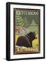 Black Bear in Forest, Ketchikan, Alaska-Lantern Press-Framed Art Print