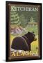 Black Bear in Forest, Ketchikan, Alaska-Lantern Press-Framed Art Print