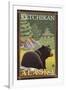 Black Bear in Forest, Ketchikan, Alaska-Lantern Press-Framed Art Print