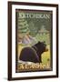 Black Bear in Forest, Ketchikan, Alaska-Lantern Press-Framed Art Print