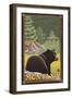 Black Bear in Forest, Montana-Lantern Press-Framed Art Print