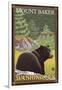 Black Bear in Forest, Mount Baker, Washington-Lantern Press-Framed Art Print