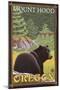 Black Bear in Forest, Mount Hood, Oregon-Lantern Press-Mounted Art Print