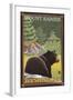 Black Bear in Forest, Mount Rainier, Washington-Lantern Press-Framed Art Print