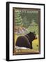 Black Bear in Forest, Mount Rainier, Washington-Lantern Press-Framed Art Print