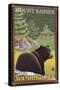 Black Bear in Forest, Mount Rainier, Washington-Lantern Press-Stretched Canvas