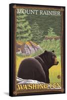 Black Bear in Forest, Mount Rainier, Washington-Lantern Press-Framed Stretched Canvas