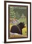 Black Bear in Forest, Mount Rainier, Washington-Lantern Press-Framed Art Print