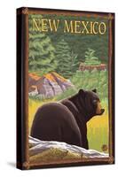 Black Bear in Forest - New Mexico-Lantern Press-Stretched Canvas