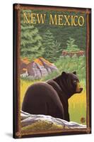 Black Bear in Forest - New Mexico-Lantern Press-Stretched Canvas