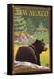 Black Bear in Forest - New Mexico-Lantern Press-Framed Stretched Canvas