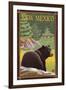 Black Bear in Forest - New Mexico-Lantern Press-Framed Art Print