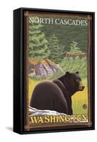 Black Bear in Forest, North Cascades, Washington-Lantern Press-Framed Stretched Canvas