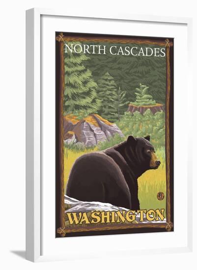 Black Bear in Forest, North Cascades, Washington-Lantern Press-Framed Art Print