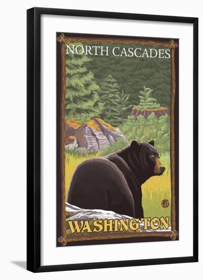 Black Bear in Forest, North Cascades, Washington-Lantern Press-Framed Art Print