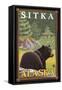 Black Bear in Forest, Sitka, Alaska-Lantern Press-Framed Stretched Canvas