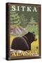 Black Bear in Forest, Sitka, Alaska-Lantern Press-Stretched Canvas