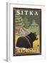 Black Bear in Forest, Sitka, Alaska-Lantern Press-Framed Art Print