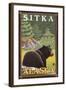 Black Bear in Forest, Sitka, Alaska-Lantern Press-Framed Art Print