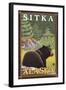 Black Bear in Forest, Sitka, Alaska-Lantern Press-Framed Art Print