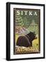 Black Bear in Forest, Sitka, Alaska-Lantern Press-Framed Art Print