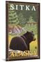 Black Bear in Forest, Sitka, Alaska-Lantern Press-Mounted Art Print