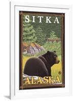 Black Bear in Forest, Sitka, Alaska-Lantern Press-Framed Art Print