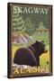 Black Bear in Forest, Skagway, Alaska-Lantern Press-Stretched Canvas