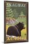 Black Bear in Forest, Skagway, Alaska-Lantern Press-Mounted Art Print