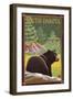 Black Bear in Forest - South Dakota-Lantern Press-Framed Art Print