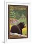 Black Bear in Forest - South Dakota-Lantern Press-Framed Art Print