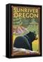 Black Bear in Forest, Sun River, Oregon-Lantern Press-Framed Stretched Canvas