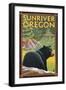 Black Bear in Forest, Sun River, Oregon-Lantern Press-Framed Art Print